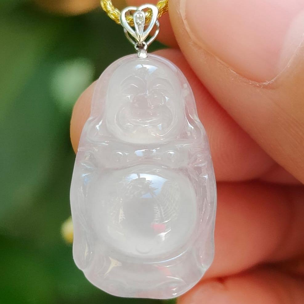 Laughing Buddha Jadeite Pendant – Five Elements Harmony, 18K Gold, Certified Type A (Sku: 18kp110) Yi Pin Qian Jadeites Jade Jewelry ~Your Precious Quintessential ~ Singapore