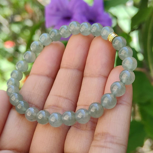 Premium grade Icy Light Green Hue with 27 beads and size of 6.2mm Natural Type A Jadeite Bracelet come with QIC labs approved certificate weigh 12.30 grams, suitable for daily wear or for collection (bracelet10) Yi Pin Qian