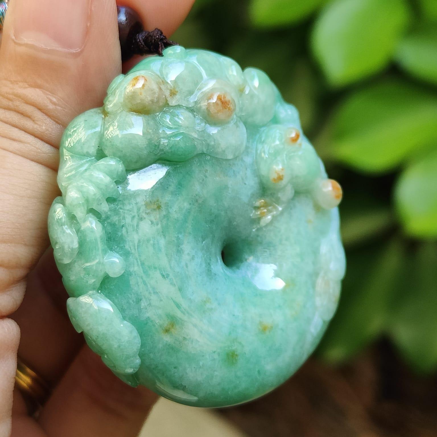 Mythic Golden Toads Jadeite Pendant – Five Elements Prosperity, Museum-Grade Carving, Certified Type A (Sku: pendant403) Yi Pin Qian Jadeites Jade Jewelry ~Your Precious Quintessential ~ Singapore