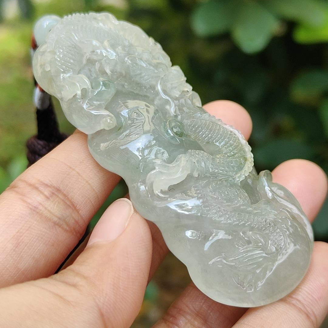 New SG Arrival Crafted as Dragon on Natural Type A Jadeite Jade as Pendant weighs 58.34 grams, measurement 75 * 28.7 * 12.3 mm (pendant327) Yi Pin Qian Jadeites Jade Jewelry ~Your Precious Quintessential ~ Singapore