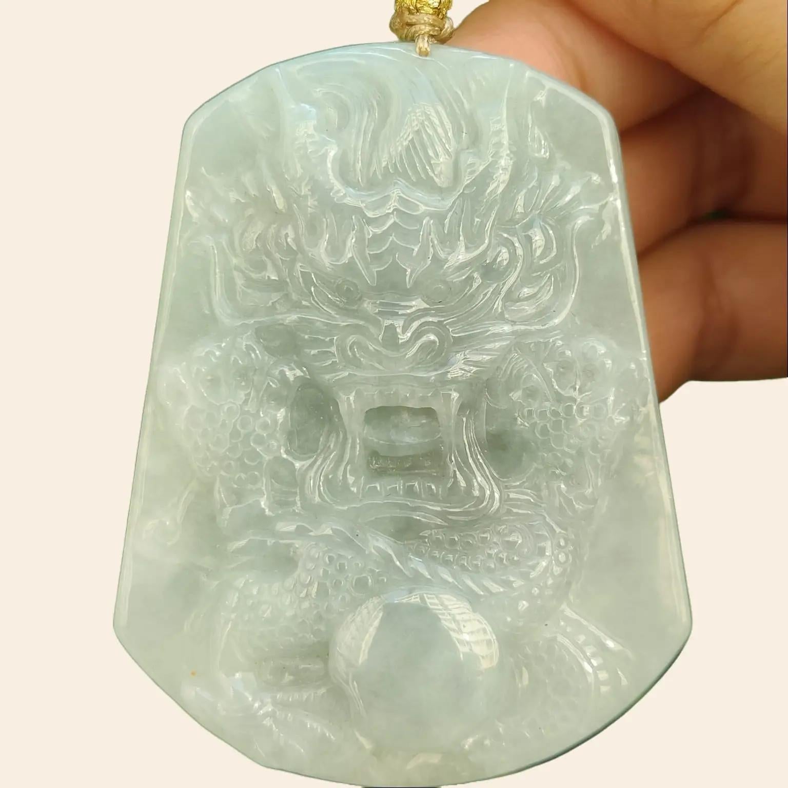 Crafted as Dragon Pendant on Natural Type A Jadeite Jade certificate weighs 40.23 grams, measurement 59 * 45.8 * 8.7 mm - SG Local Seller (pendant341) Yi Pin Qian Jadeites Jade Jewelry ~Your Precious Quintessential ~ Singapore