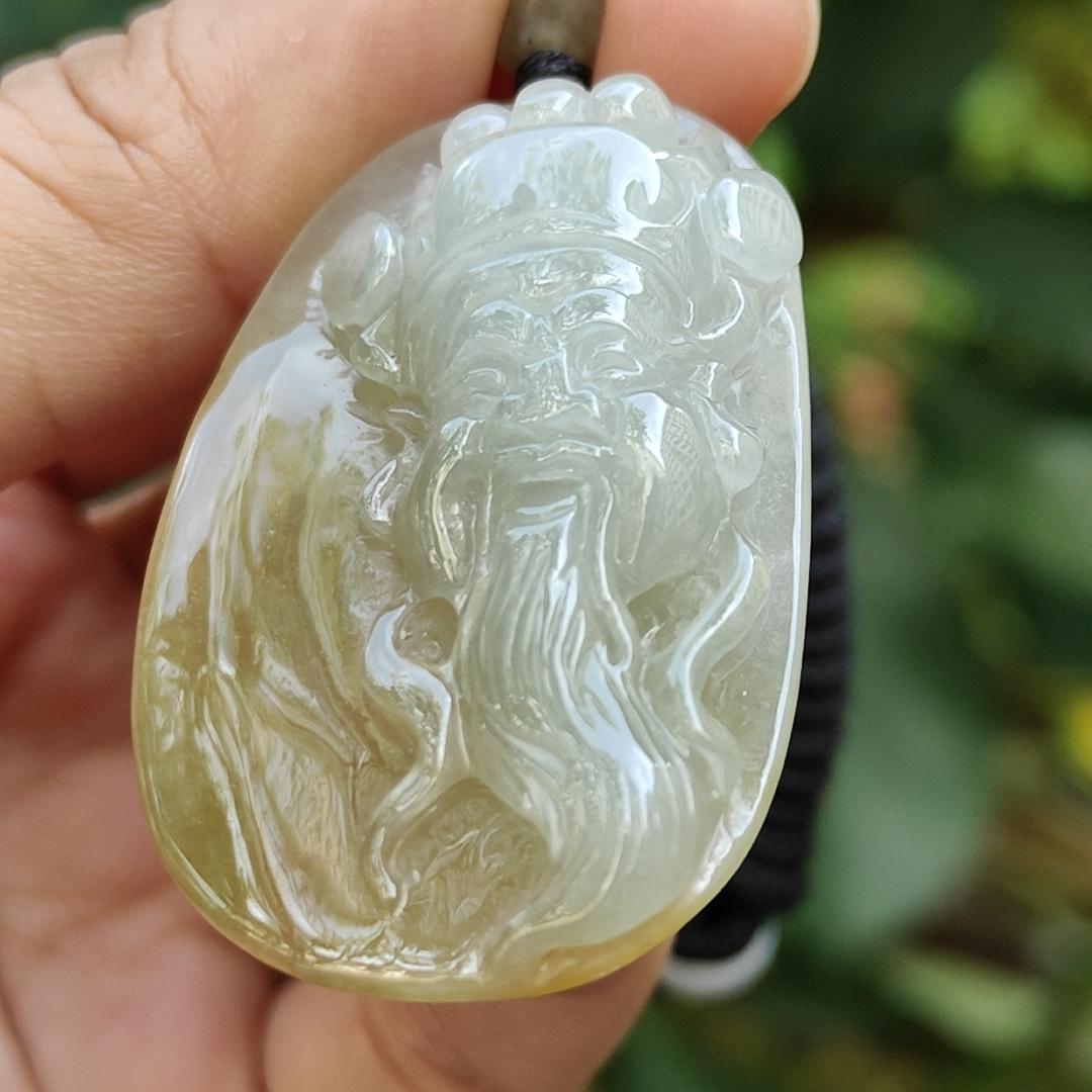 Sg New Arrival Crafted as God of Fortune Natural Type A Jadeite Jade as pendant, certificate weighs 16.02 grams, measurement 43.1 * 27.6 * 9.1 mm (pendant340) Yi Pin Qian Jadeites Jade Jewelry ~Your Precious Quintessential ~ Singapore