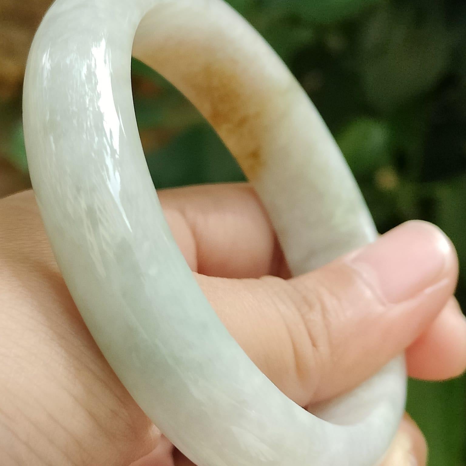Earth's Embrace Bangle - Amber & Moss Jadeite Jewelry (Sku: bangle33) Yi Pin Qian Jadeites Jade Jewelry ~Your Precious Quintessential ~ Singapore