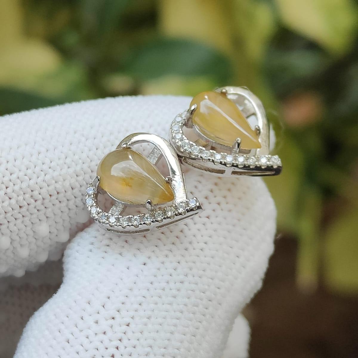 Icy Yellow Natural Type A Jadeite Jade set with S925 as Stud Earrings certificate weighs 2.24 grams (s925es1) Yi Pin Qian Jadeites Jade Jewelry ~Your Precious Quintessential ~ Singapore