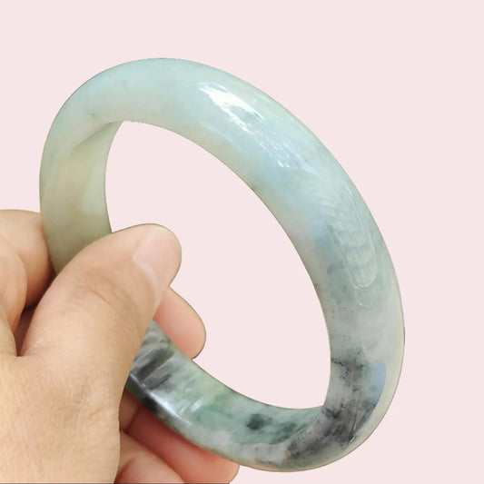 LAST ONE: Ink-Splash Jadeite Bangle – 54.16g Type A, Certified Rarity (Sku: Bangle32) Yi Pin Qian Jadeites Jade Jewelry ~Your Precious Quintessential ~ Singapore
