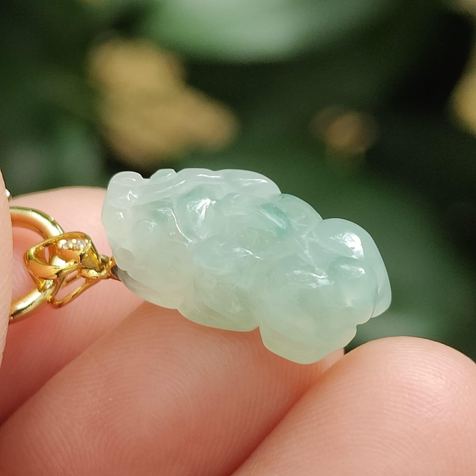 Semi Icy Translucent Pixiu Pendant Natural Type A Jadeite Jade added with 18k Clasp certificate weighs 2.79 grams, measurement 19.6 * 9.8 * 6.5 mm (18kp101) Yi Pin Qian Jadeites Jade Jewelry ~Your Precious Quintessential ~ Singapore