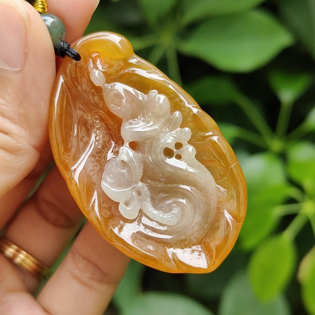 Crafted as The Enlightenment Pendant Rare Premium Natural Type A Jadeite Jade certificate weighs 15.96 grams, measurement 52.8 * 31.8 * 7 mm (pendant357) Yi Pin Qian Jadeites Jade Jewelry ~Your Precious Quintessential ~ Singapore
