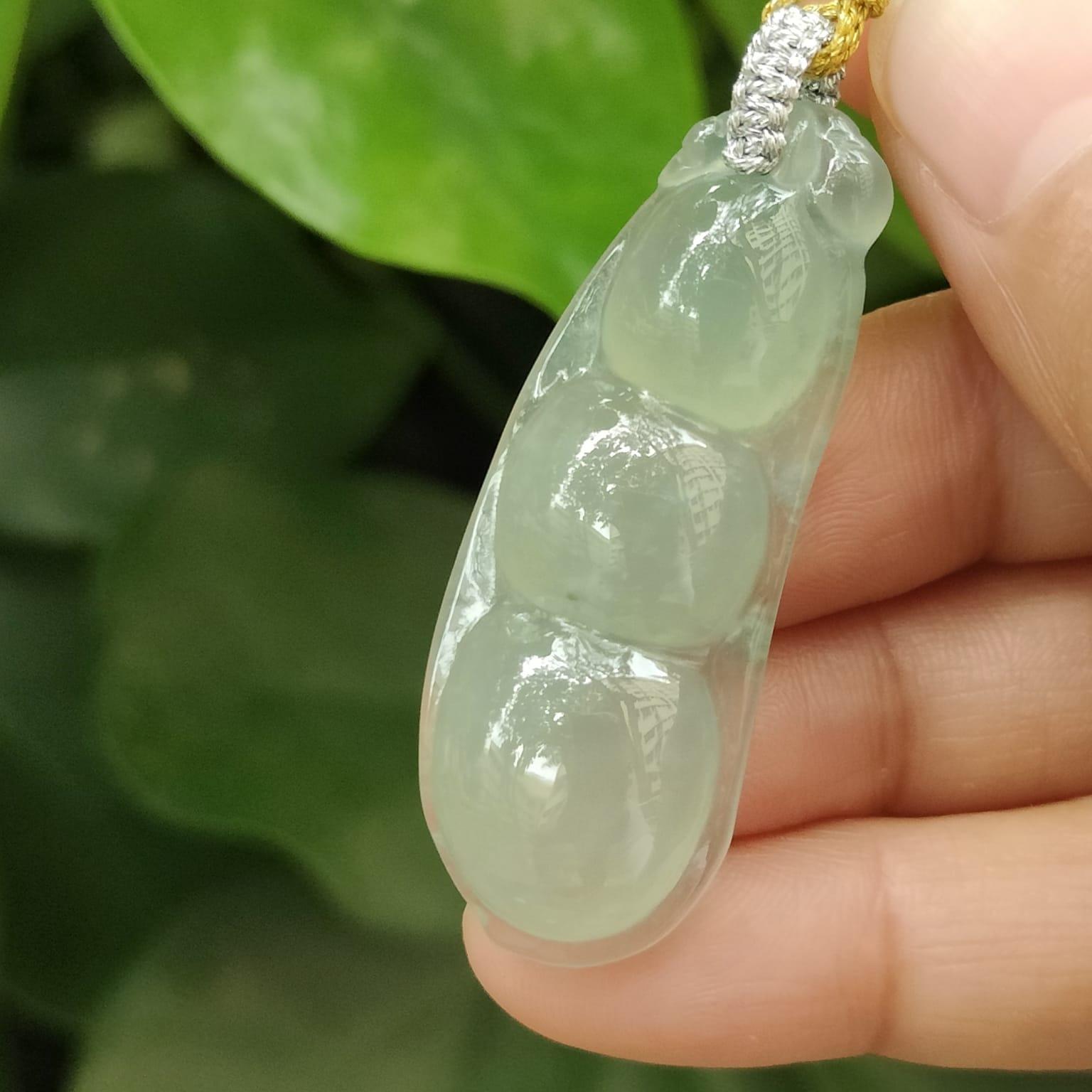 Crafted as Bean Pendant on Natural Type A Jadeite Jade certificate weighs 8.99 grams, measurement 45.3 * 17.5 * 6.7 mm (pendant347 - #5)