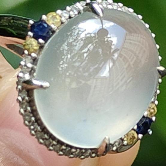 Five Stars Wu Xing Certified Jadeite Gold Ring - Earth/Metal/Water Harmony (Sku:18kring43) Yi Pin Qian Jadeites Jade Jewelry ~Your Precious Quintessential ~ Singapore