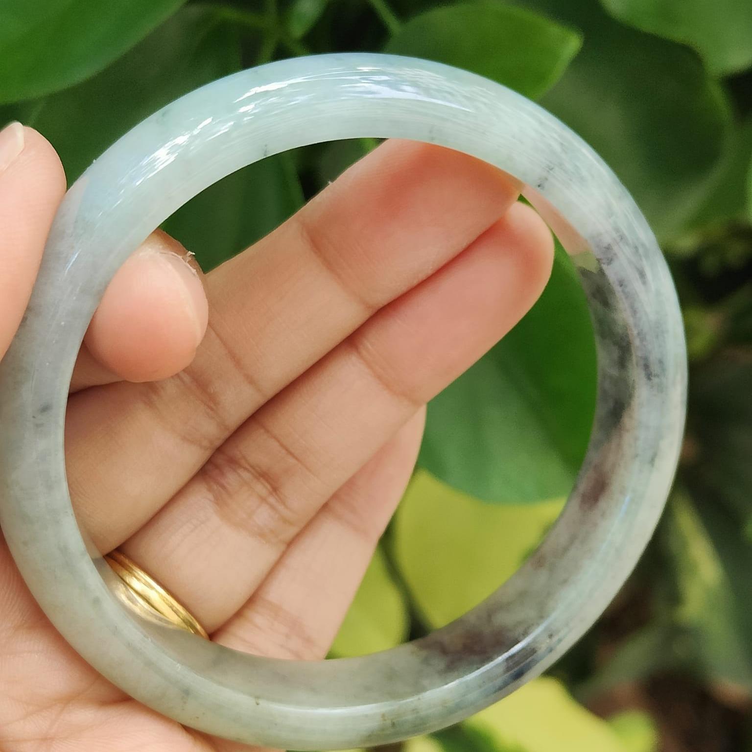 LAST ONE: Ink-Splash Jadeite Bangle – 54.16g Type A, Certified Rarity (Sku: Bangle32) Yi Pin Qian Jadeites Jade Jewelry ~Your Precious Quintessential ~ Singapore