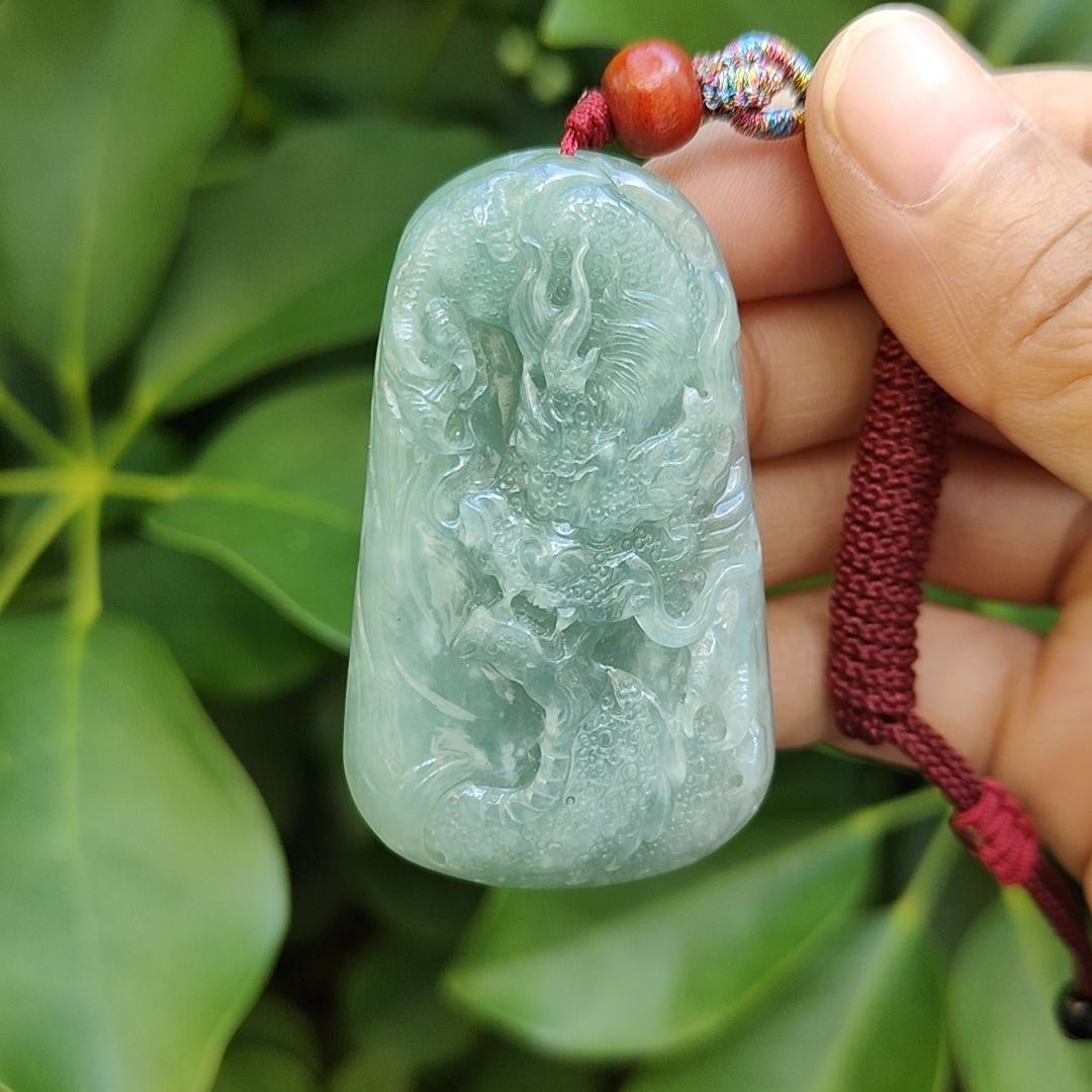 Latest Arrival ~ Crafted as Dragon Pendant on Natural Type A Jadeite Jade certificate weighs 28.8 grams, measurement 56.1 * 33.6 * 7.8 mm (pendant358) Yi Pin Qian Jadeites Jade Jewelry ~Your Precious Quintessential ~ Singapore