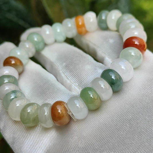 Multi Colors Natural Type A Jadeite Jade with 30 beads measurement at 10 mm as bracelet with certificate weigh 35.47 grams (bracelet17) Yi Pin Qian