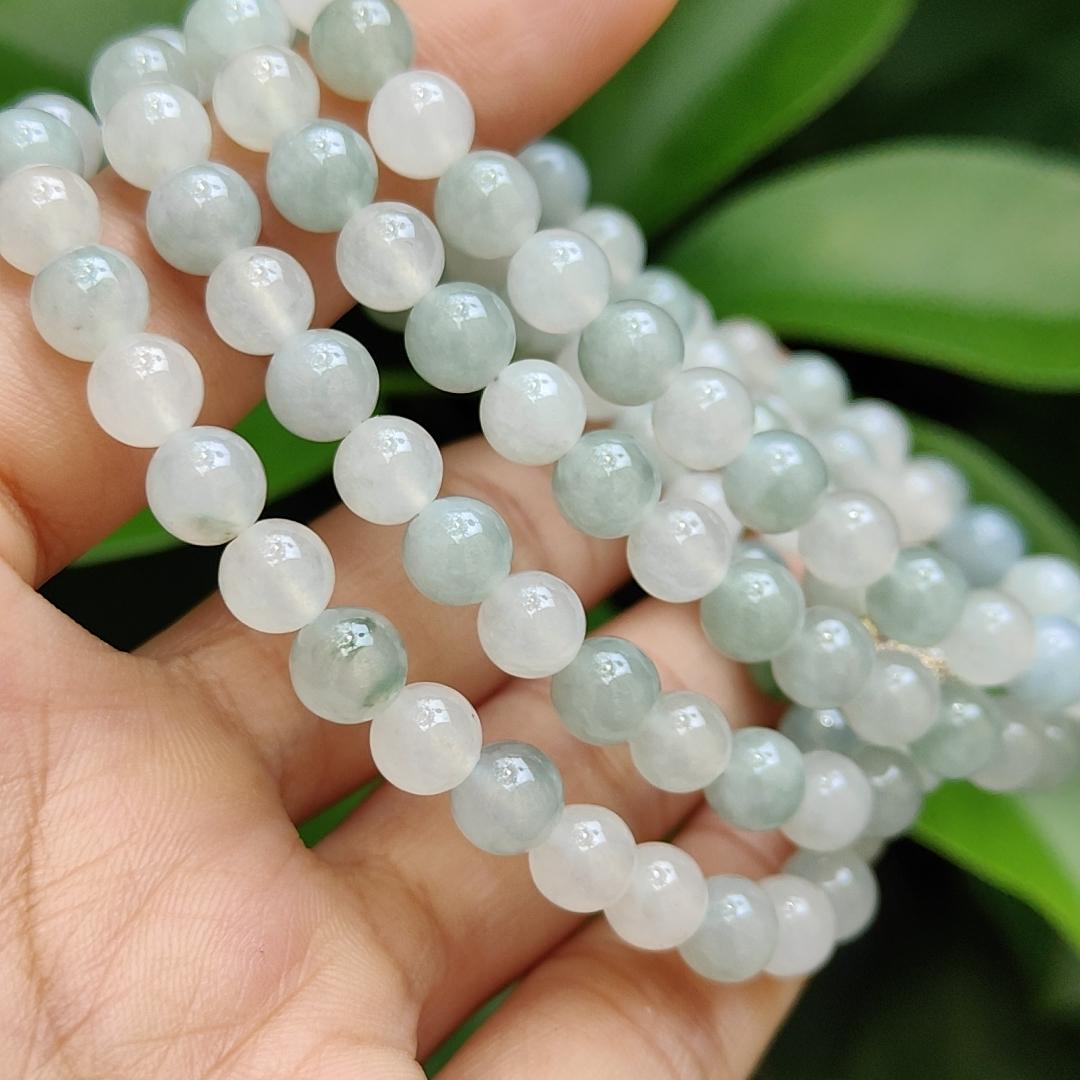 High Quality Good Translucent Natural Type A Jadeite Jade crafted as 112 beads with 99% perfection as Bracelet or Necklace certificate weighs 52.21 grams, measurement 6.6 mm (bracelet28) Yi Pin Qian