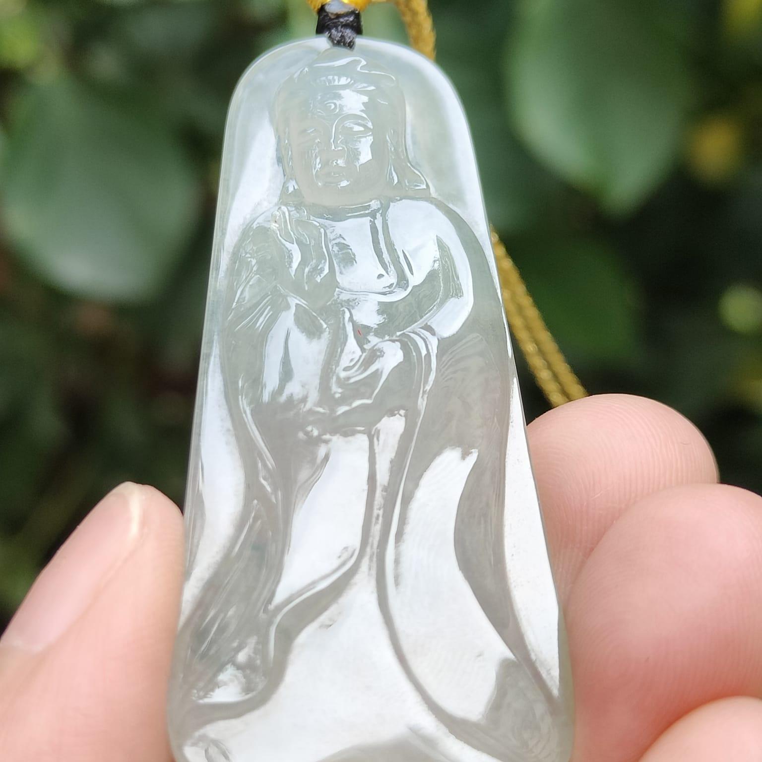 New Arrival in Singapore - Standing Buddha crafted on Natural Type A Jadeite Jade as Pendant with certificate weighs 13.64 grams, measurement 57 * 24.3 * 5.7 mm (pendant336) Yi Pin Qian Jadeites Jade Jewelry ~Your Precious Quintessential ~ Singapore
