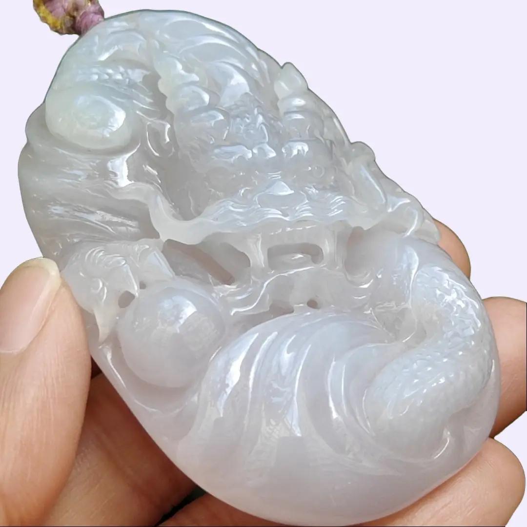 Crafted as Big Dragon Pendant on Natural Type A Jadeite Jade certificate weighs 72.71 grams, measurement 67.7 * 41 * 14.6 mm (pendant360) Yi Pin Qian Jadeites Jade Jewelry ~Your Precious Quintessential ~ Singapore