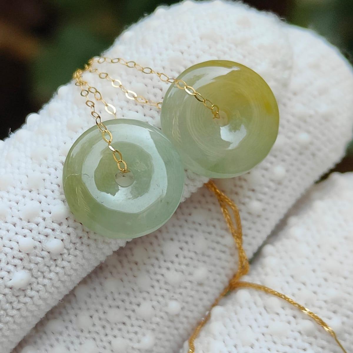 Wood Energy Jade Earrings 🌱- Golden Growth (Sku: 18k18) Yi Pin Qian Jadeites Jade Jewelry ~Your Precious Quintessential ~ Singapore