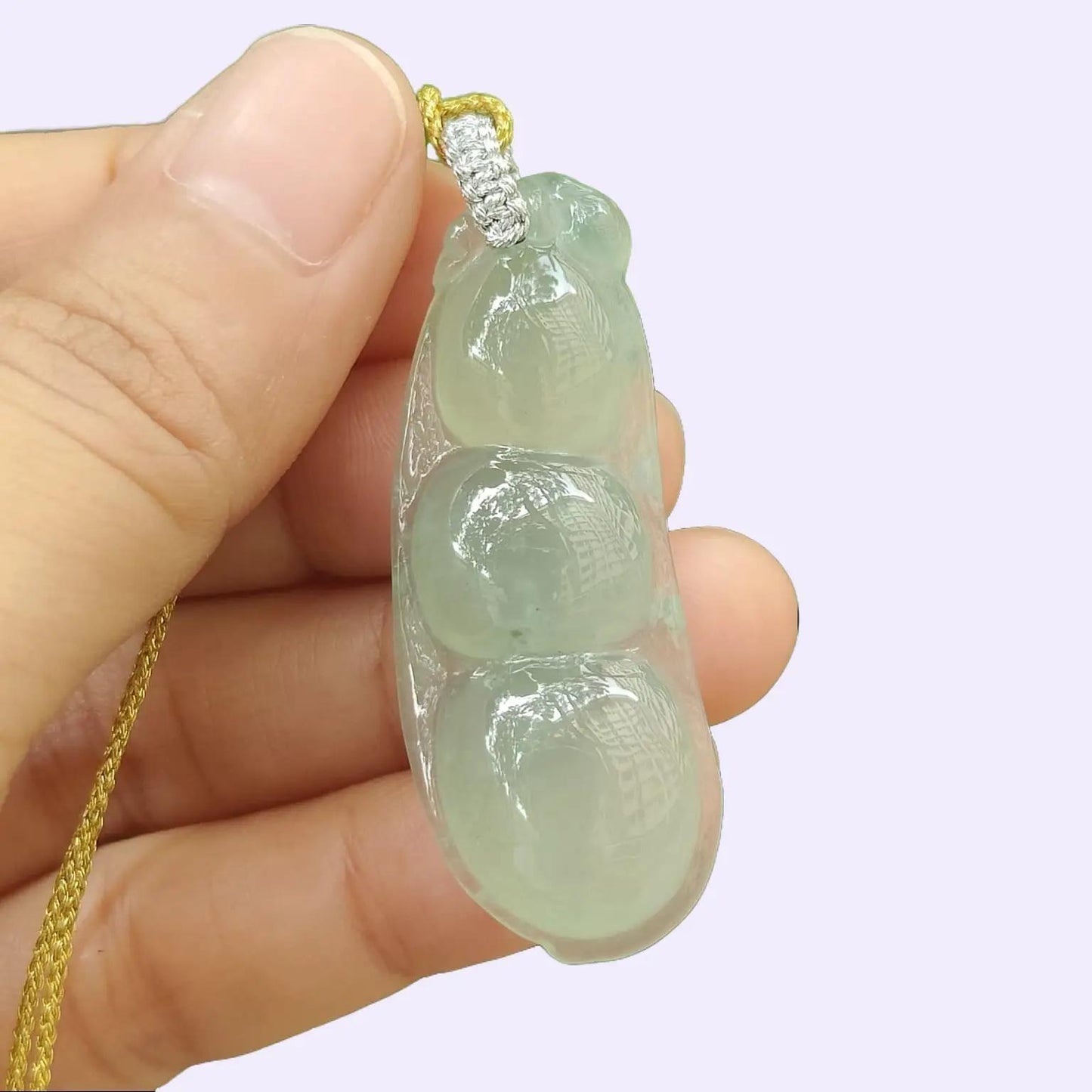 Crafted as Bean Pendant on Natural Type A Jadeite Jade certificate weighs 8.99 grams, measurement 45.3 * 17.5 * 6.7 mm (pendant347 - #5)