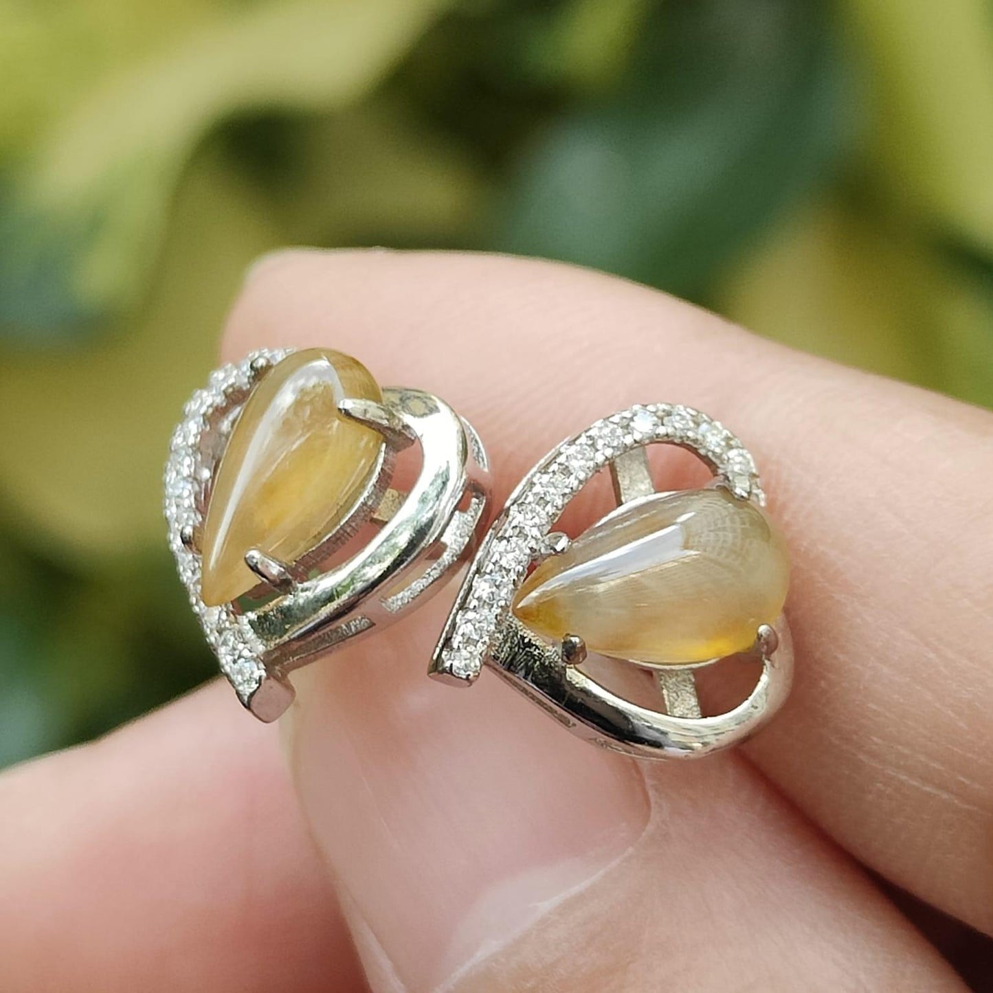 Icy Yellow Natural Type A Jadeite Jade set with S925 as Stud Earrings certificate weighs 2.24 grams (s925es1) Yi Pin Qian Jadeites Jade Jewelry ~Your Precious Quintessential ~ Singapore