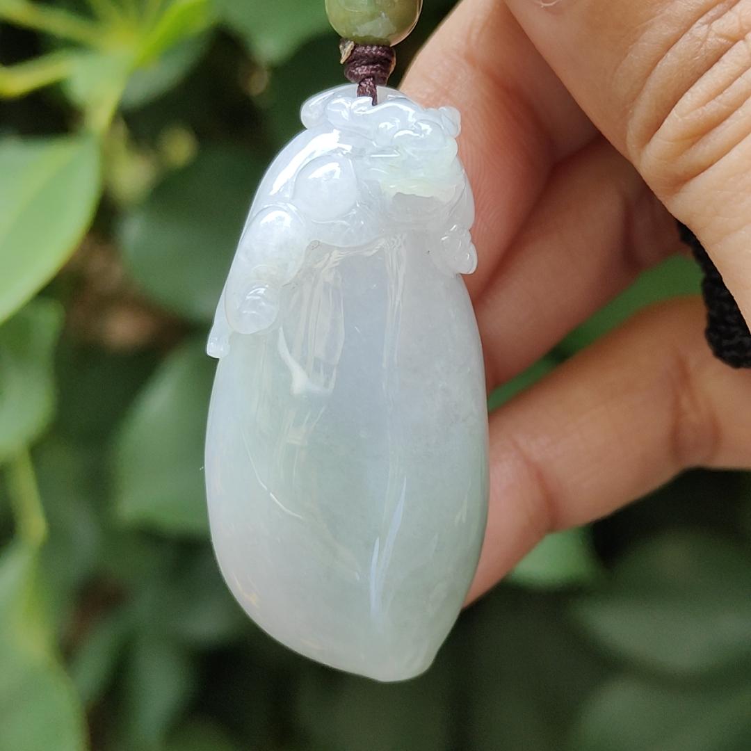 Crafted with Pixiu On Fuku Melon Burmese Natural Type A Jadeite Jade as Pendant, QIC labs approved certificate weighs 34.54 grams, measurement 47.3 * 22.2 * 16.5 mm (pendant315) Yi Pin Qian Jadeites Jade Jewelry ~Your Precious Quintessential ~ Singapore