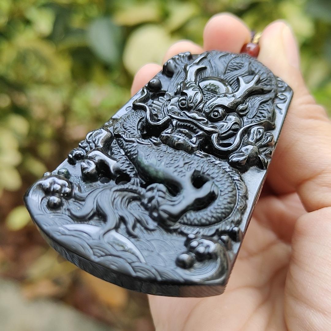 New Arrival Normal Black Dragon Natural Type A Jadeite Jade as pendant certificate weighs 28.6 grams, measurement 65 * 43 * 8 mm (pendant356) Yi Pin Qian Jadeites Jade Jewelry ~Your Precious Quintessential ~ Singapore
