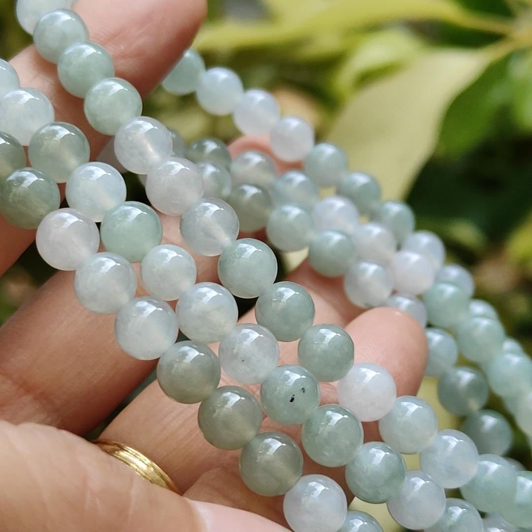 108 * 6.3 mm round beads - 98% Perfect - on Hight Quality Natural Type A Jadeite Jade as bracelet, necklace certificate weighs 50.76 grams (bracelet35) Yi Pin Qian Jadeites Jade Jewelry ~Your Precious Quintessential ~ Singapore