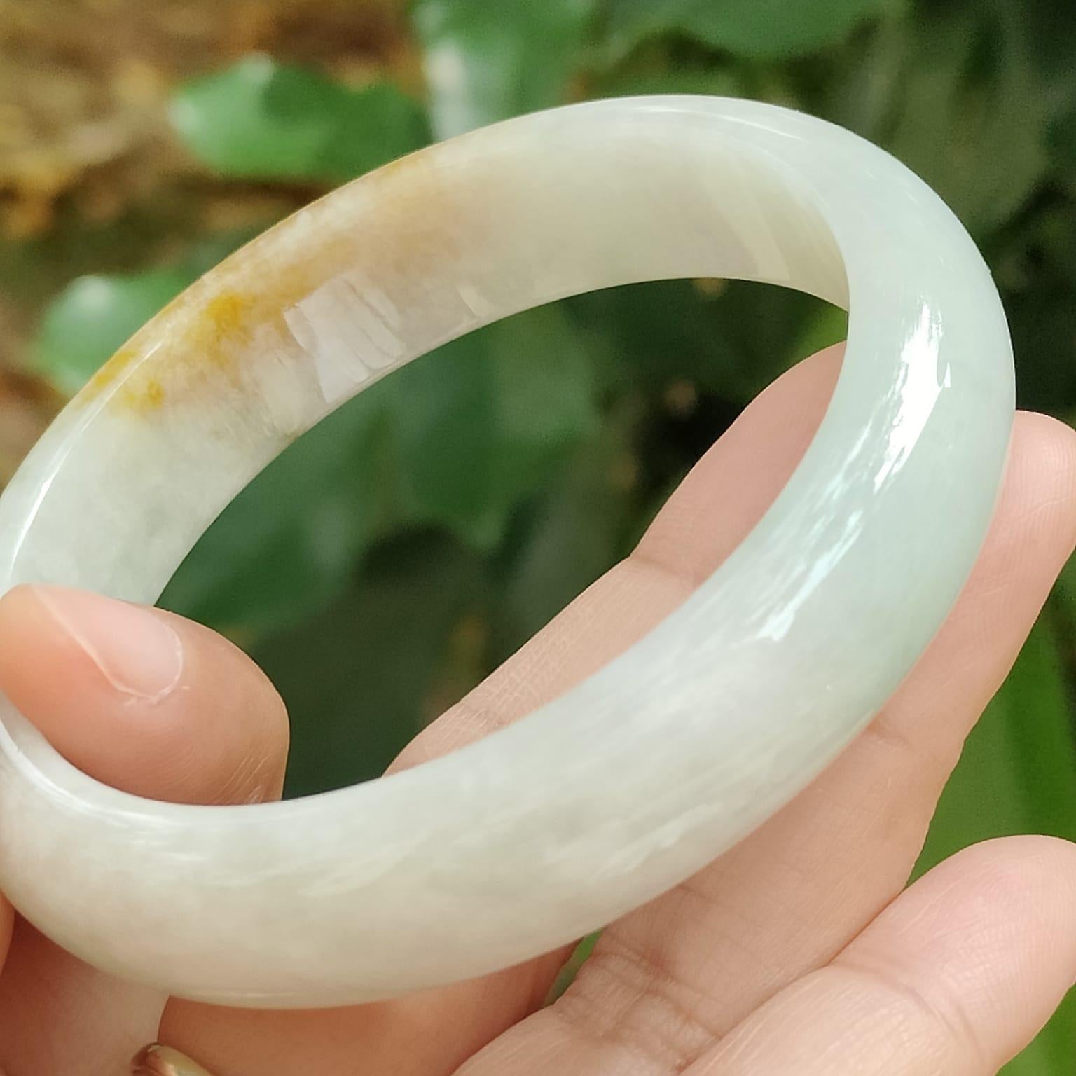 Earth's Embrace Bangle - Amber & Moss Jadeite Jewelry (Sku: bangle33) Yi Pin Qian Jadeites Jade Jewelry ~Your Precious Quintessential ~ Singapore