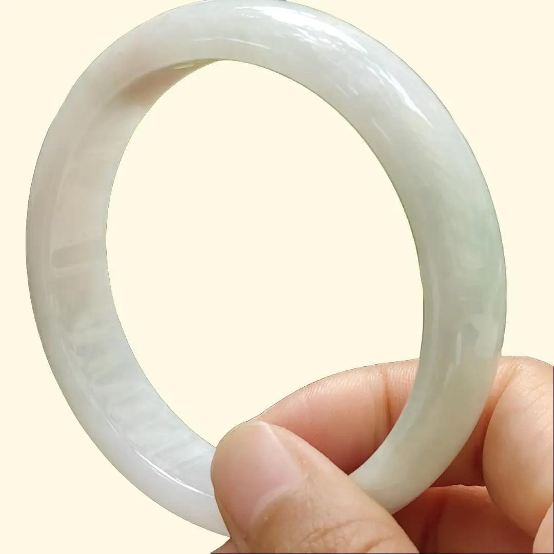58.6 mm Light Green Light Lavender Hue Peace Bangle Bracelet Natural Type A Jadeite Jade certificate weighs 55.68 grams, Width: 13.8 mm Thickness: 7.7 mm (bangle27) Yi Pin Qian Jadeites Jade Jewelry ~Your Precious Quintessential ~ Singapore