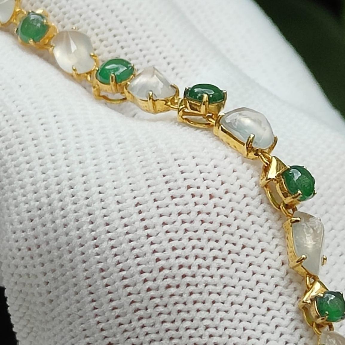 Liquid Jade Symphony - 18K Gold & Type A Jadeite Element Bracelet (Sku: 18kp112) Yi Pin Qian Jadeites Jade Jewelry ~Your Precious Quintessential ~ Singapore