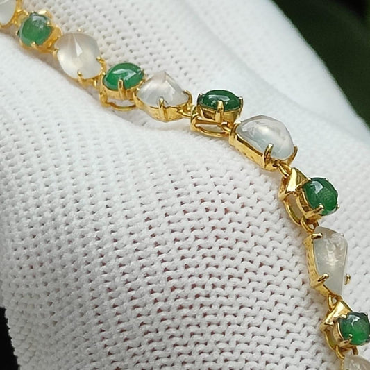Liquid Jade Symphony - 18K Gold & Type A Jadeite Element Bracelet (Sku: 18kp112) Yi Pin Qian Jadeites Jade Jewelry ~Your Precious Quintessential ~ Singapore