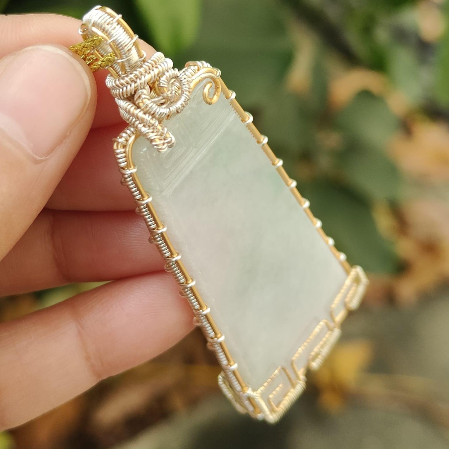 New Arrival - DIY GF14k wrapping on this Natural Type A Jadeite Jade Pendant crafted as Nothing, SG ready stock with certificate weighs 16.26 grams, measurement 66.9 * 29 * 5 (pendant329) Yi Pin Qian Jadeites Jade Jewelry ~Your Precious Quintessential ~ Singapore