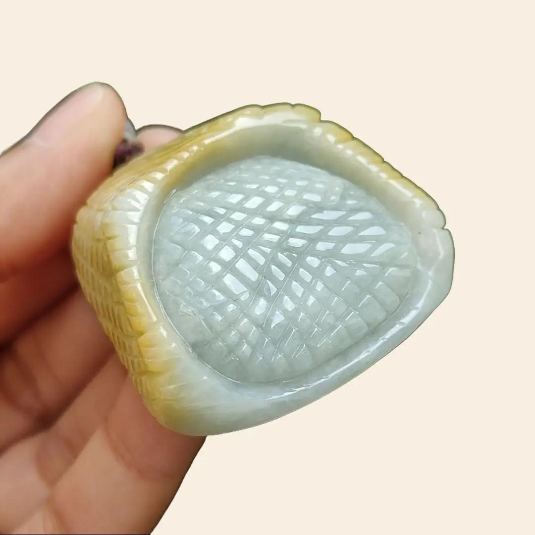 Crafted as Drips of dried millet (lots of rice) on Natural Type A Jadeite Jade as Pendant, certificate weighs 48.4 grams, measurement 46 * 40 * 15.8 mm (pendant 337) Yi Pin Qian Jadeites Jade Jewelry ~Your Precious Quintessential ~ Singapore