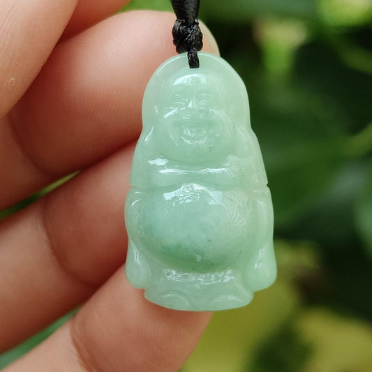 Natural Type A Jadeite Laughing Buddha Pendant 🌱🪨 | Office Feng Shui Essential for Decision-Makers (Sku: pendant443)