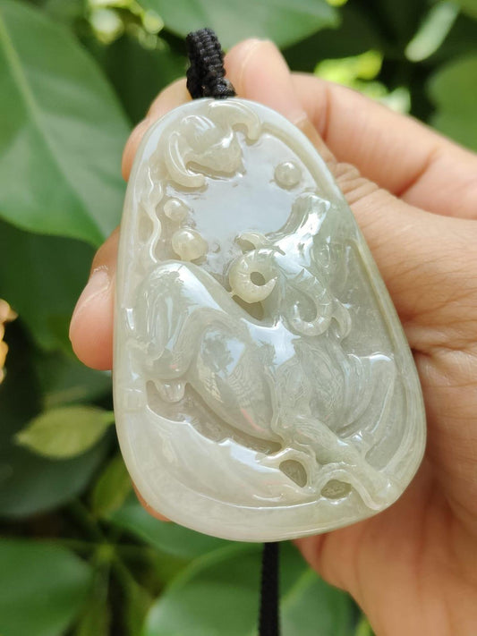 Buffalo & Bat Duo Pendants – Five Elements Balance, Certified Type A Jadeite, Hand-Refinished (Sku: pendant405 / pendant406) Yi Pin Qian Jadeites Jade Jewelry ~Your Precious Quintessential ~ Singapore