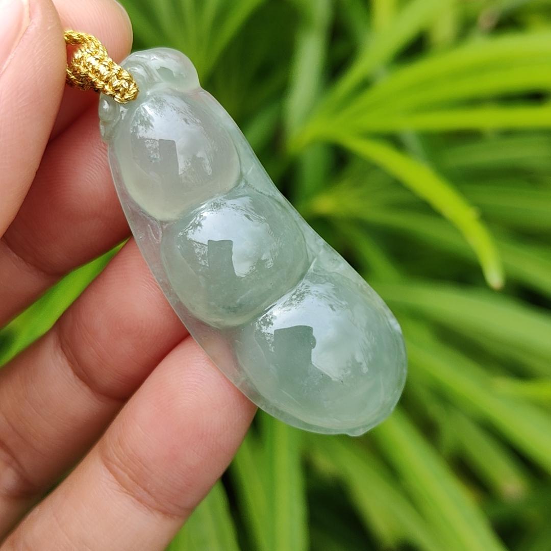 Crafted as Bean #6 Pendant on High Quality Natural Type A Jadeite Jade certificate weighs 8.5 grams, measurement 43.8 * 17 * 6.9 mm (pendant368)