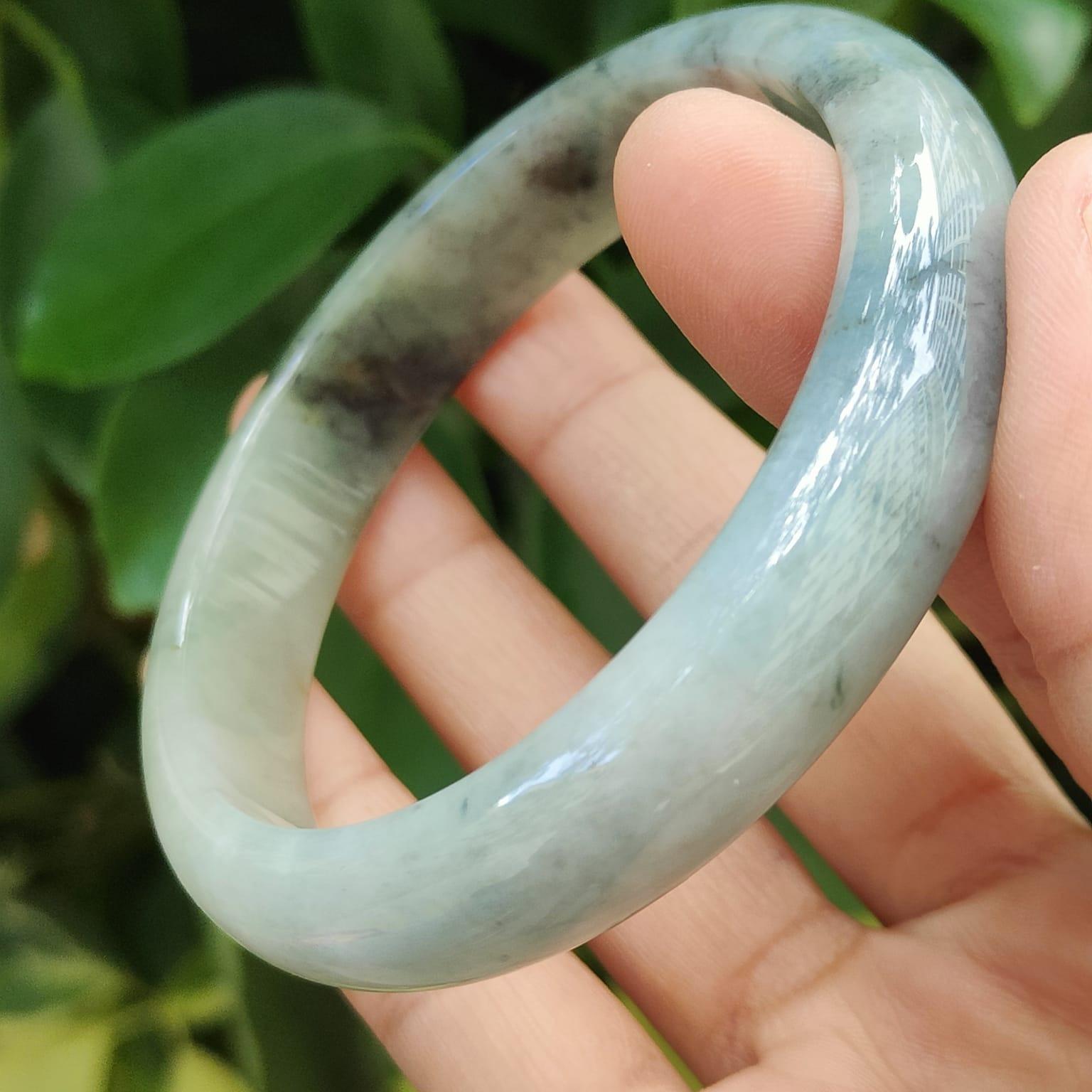 LAST ONE: Ink-Splash Jadeite Bangle – 54.16g Type A, Certified Rarity (Sku: Bangle32) Yi Pin Qian Jadeites Jade Jewelry ~Your Precious Quintessential ~ Singapore