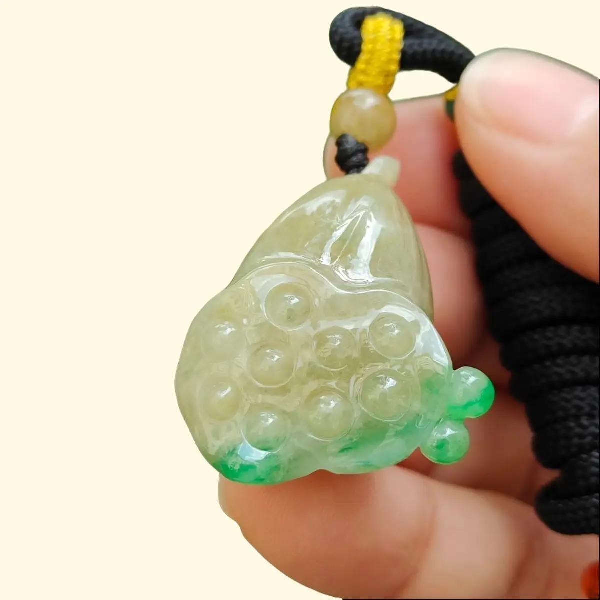 Latest Arrival SG Seller - Yellow and Green Natural Type A Jadeite Jade crafted as lotus seedpod pendant, QIC approved certificate weighs 14.61 grams, measurement 31.3 * 24.2 * 14.1 mm (pendant345) Yi Pin Qian Jadeites Jade Jewelry ~Your Precious Quintessential ~ Singapore