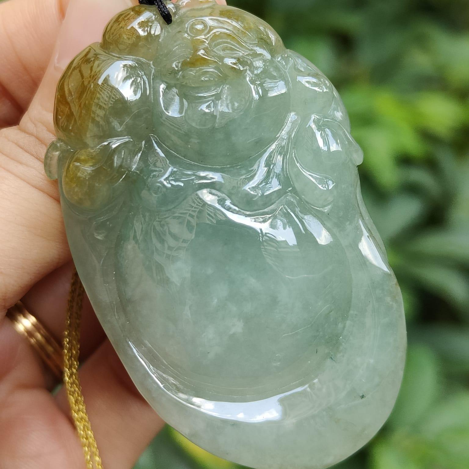 Latest Arrival crafted as Milo Buddha on High Quality Natural Type A Jadeite Jade as Pendant Necklace with certificate weighs 39.75 grams, measurement 59.6 * 36.8 * 10.8 (pendant325) Yi Pin Qian Jadeites Jade Jewelry ~Your Precious Quintessential ~ Singapore