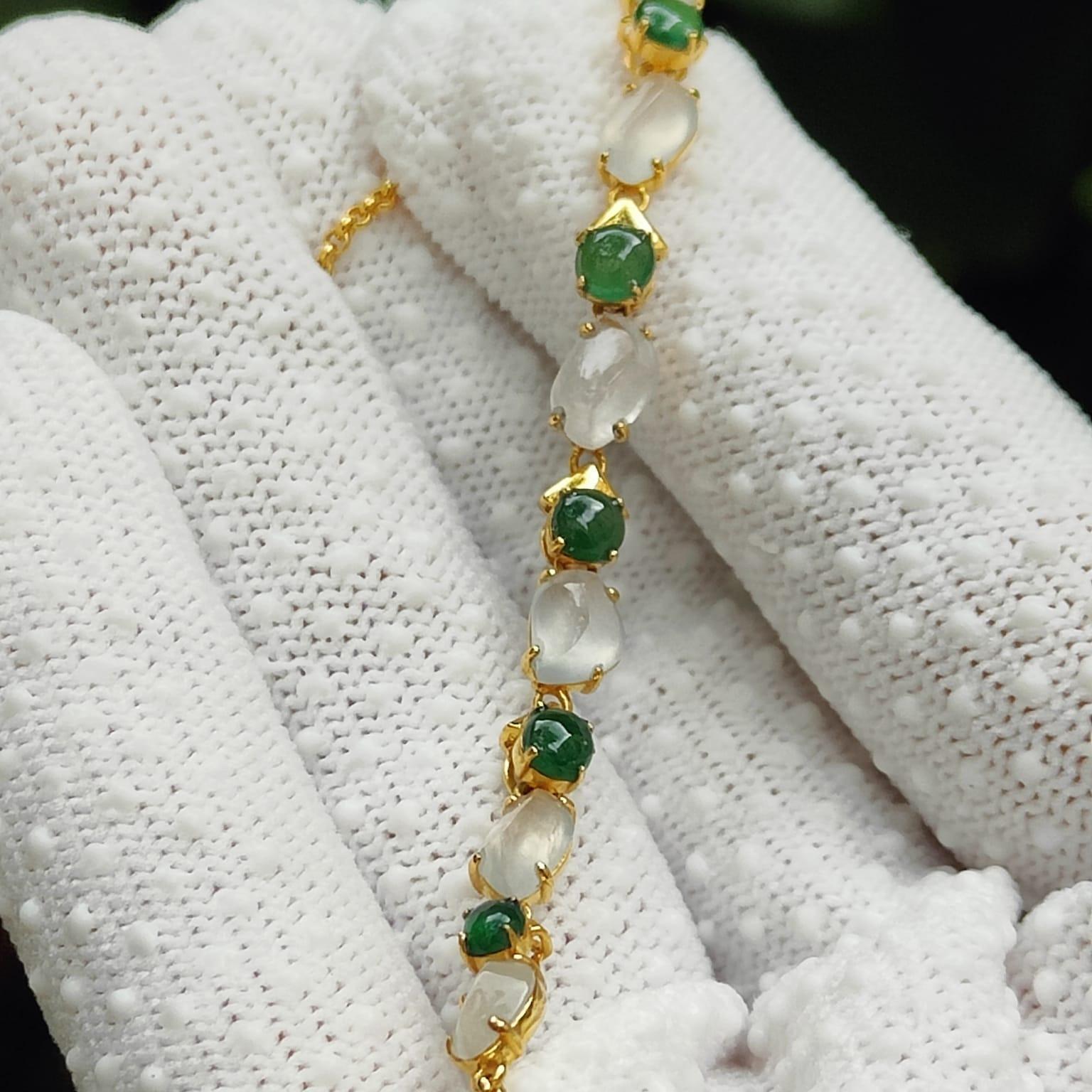 Liquid Jade Symphony - 18K Gold & Type A Jadeite Element Bracelet (Sku: 18kp112) Yi Pin Qian Jadeites Jade Jewelry ~Your Precious Quintessential ~ Singapore