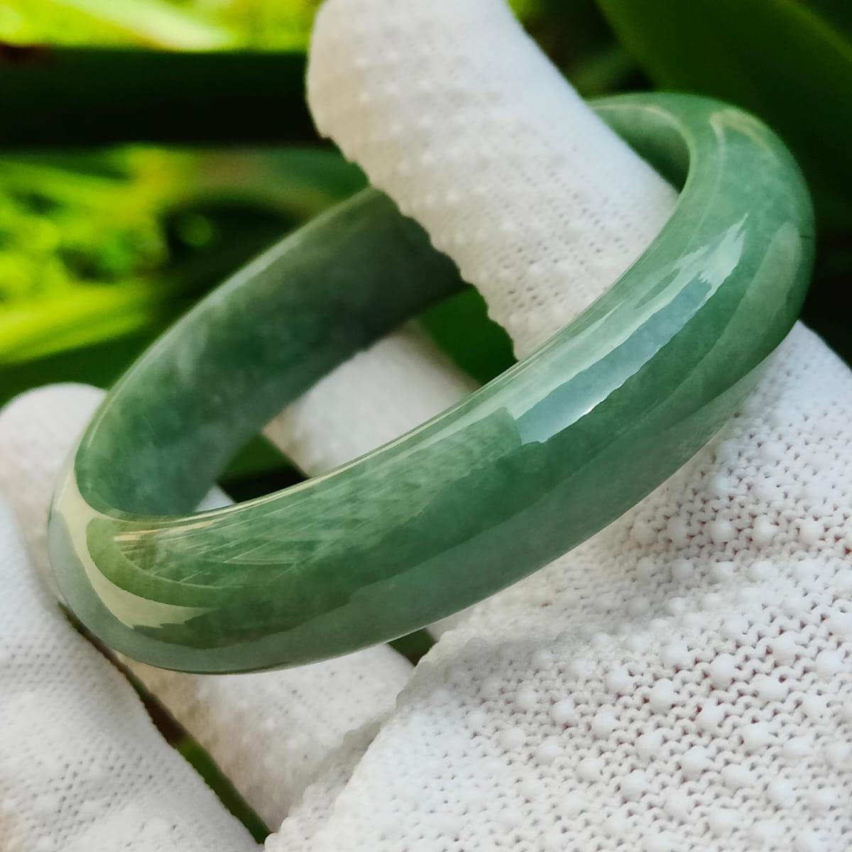 Wood 🌱 + Water 💧 Jadeite Bangle | Career Harmony Catalyst (Sku: bangle35) Yi Pin Qian Jadeites Jade Jewelry ~Your Precious Quintessential ~ Singapore