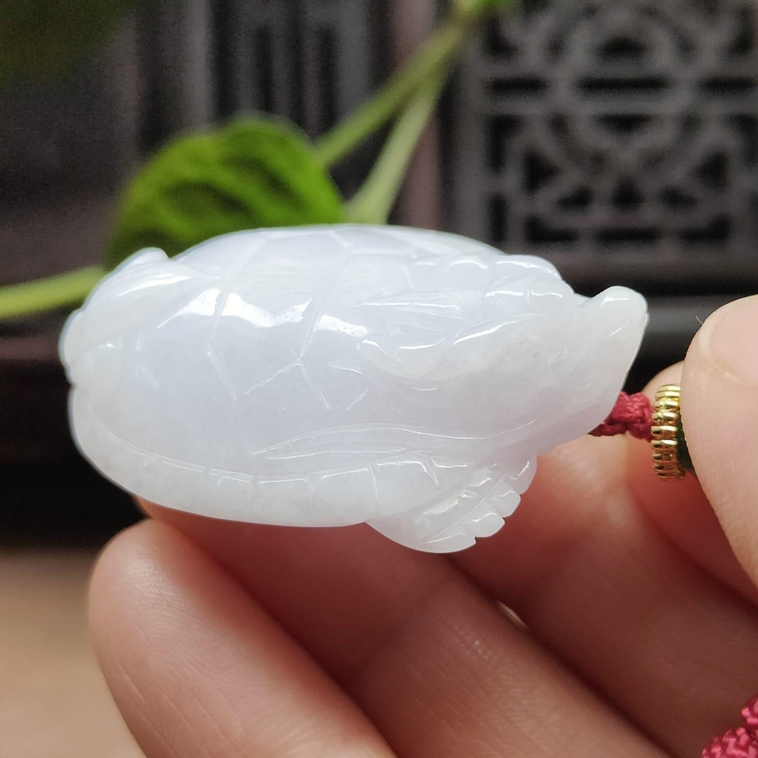 Crafted as Dragon Turtle Pendant on Natural Type A Jadeite Jade certificate weighs 18.38 grams, measurement 41 * 27.6 * 11.6 mm (pendant375) Yi Pin Qian Jadeites Jade Jewelry ~Your Precious Quintessential ~ Singapore