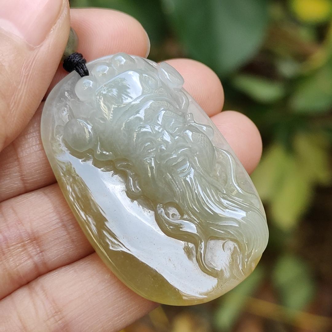 Sg New Arrival Crafted as God of Fortune Natural Type A Jadeite Jade as pendant, certificate weighs 16.02 grams, measurement 43.1 * 27.6 * 9.1 mm (pendant340) Yi Pin Qian Jadeites Jade Jewelry ~Your Precious Quintessential ~ Singapore