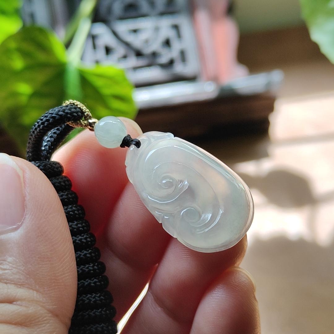Crafted as Ruyi Pendant on Natural Type A Jadeite Jade certificate weighs 2.86 grams, measurement 24.6 * 15.1 * 4.3 mm (pendant376) Yi Pin Qian Jadeites Jade Jewelry ~Your Precious Quintessential ~ Singapore
