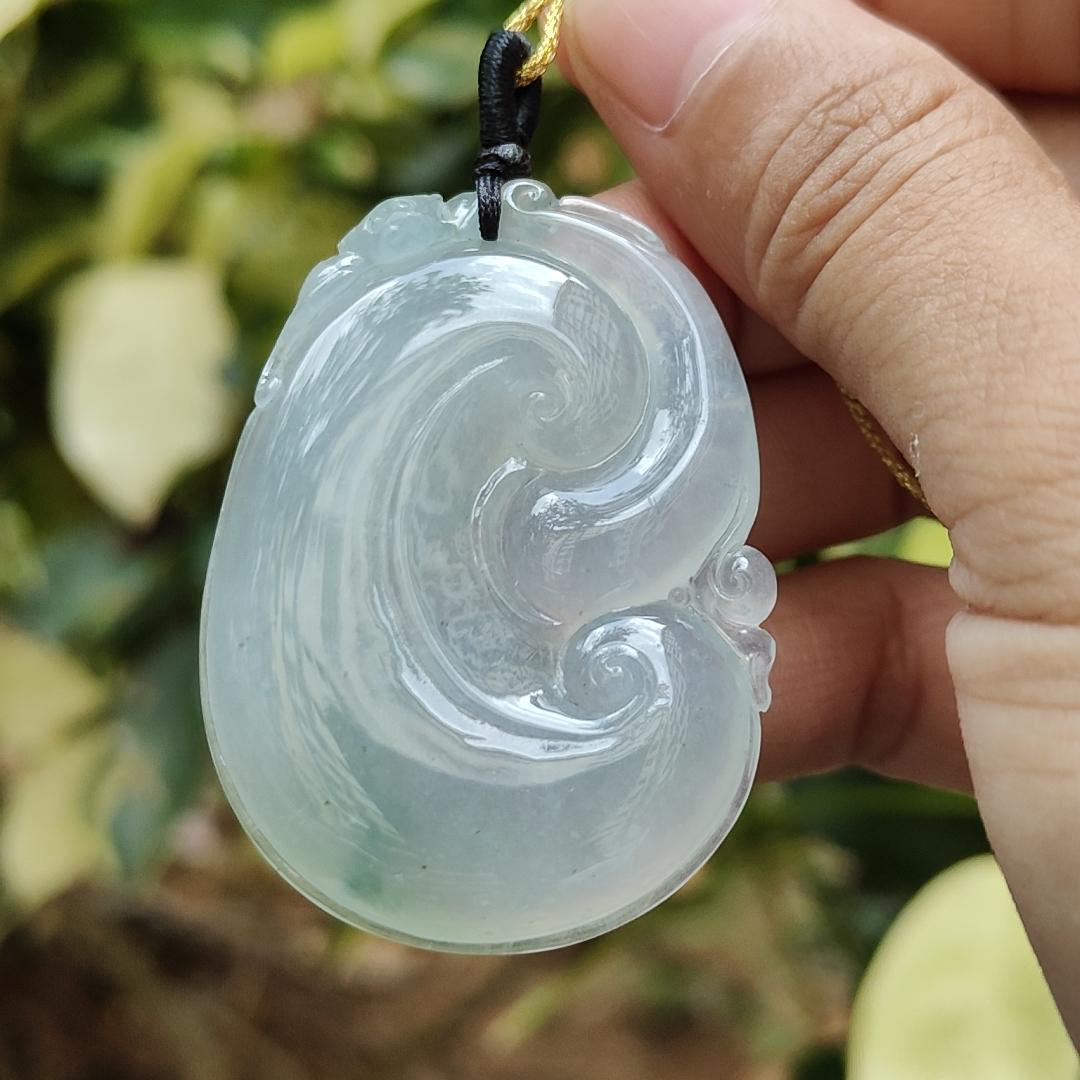 Premium Quality Icy Translucent Ruyi Pendant Natural Type A Jadeite Jade certificate weighs 25.87 grams, measurement 48.2 * 35.3 * 7.2 mm (pendant391) Yi Pin Qian Jadeites Jade Jewelry ~Your Precious Quintessential ~ Singapore