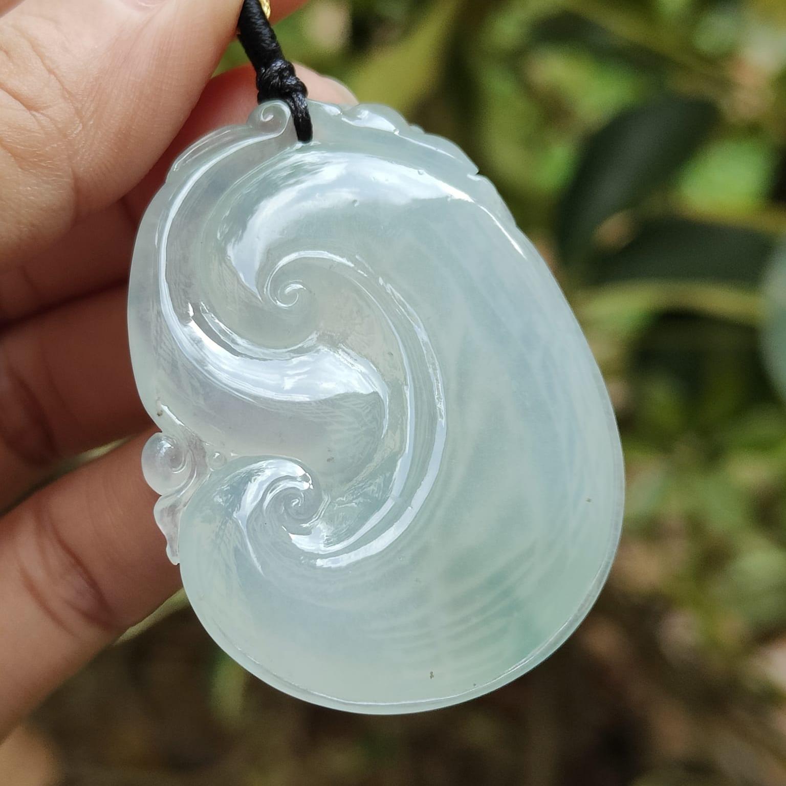 Premium Quality Icy Translucent Ruyi Pendant Natural Type A Jadeite Jade certificate weighs 25.87 grams, measurement 48.2 * 35.3 * 7.2 mm (pendant391) Yi Pin Qian Jadeites Jade Jewelry ~Your Precious Quintessential ~ Singapore