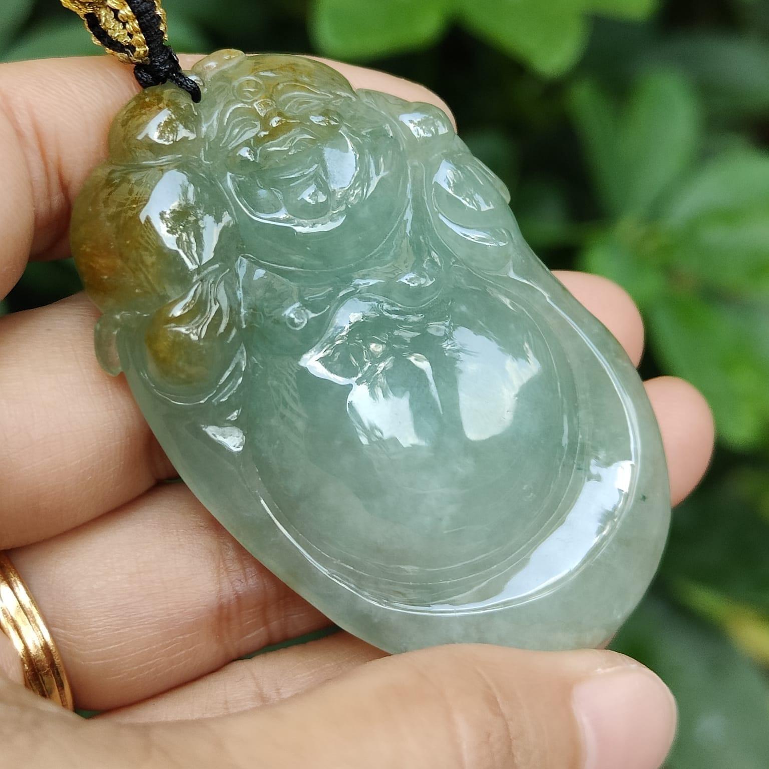 Latest Arrival crafted as Milo Buddha on High Quality Natural Type A Jadeite Jade as Pendant Necklace with certificate weighs 39.75 grams, measurement 59.6 * 36.8 * 10.8 (pendant325) Yi Pin Qian Jadeites Jade Jewelry ~Your Precious Quintessential ~ Singapore