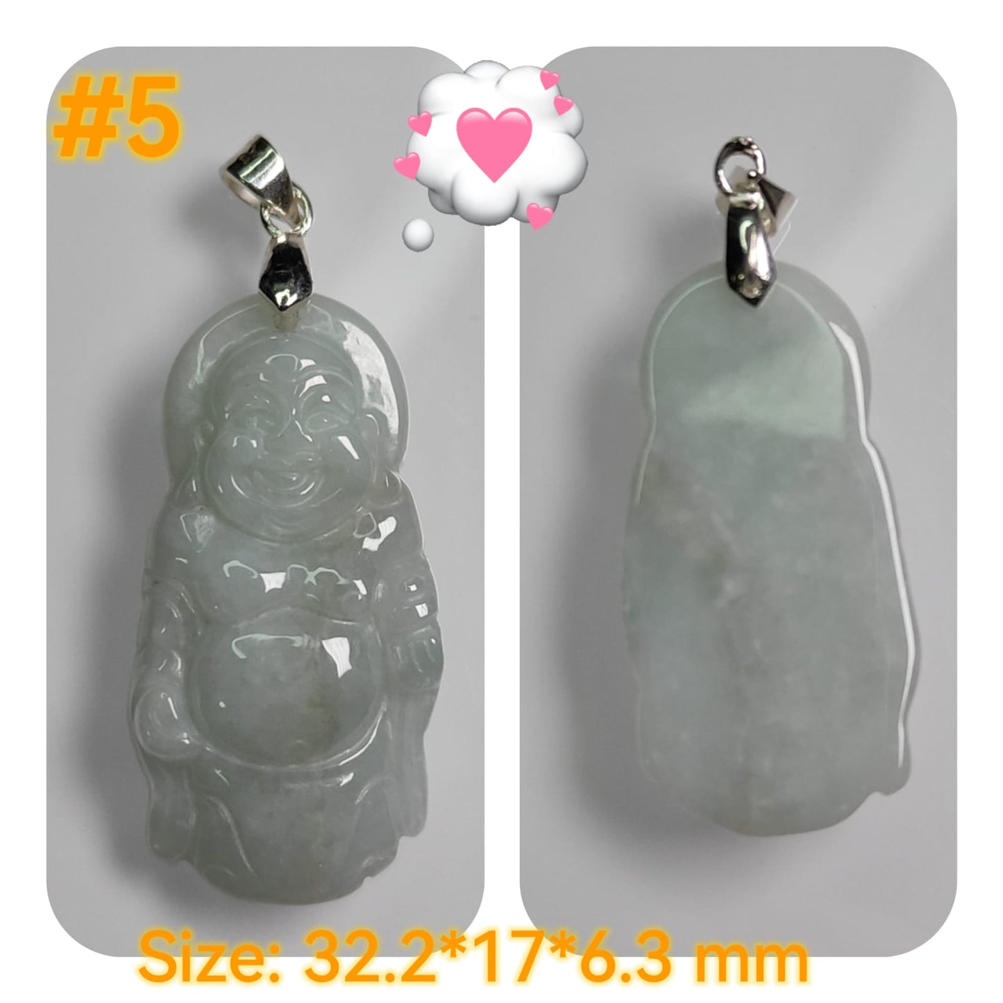 Casual Daily Wear - Natural Type A Jadeite Jade - crafted as Standing buddha to use as a Pendant - No Certitficate - with S990 Clasp (Choose #1 to #8) #5