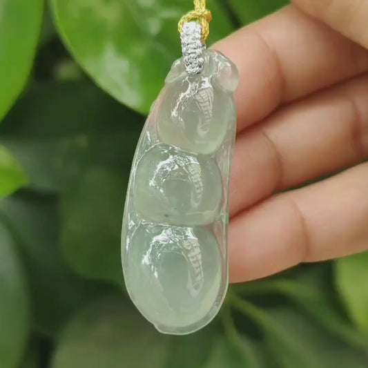 Crafted as Bean Pendant on Natural Type A Jadeite Jade certificate weighs 8.99 grams, measurement 45.3 * 17.5 * 6.7 mm (pendant347 - #5)