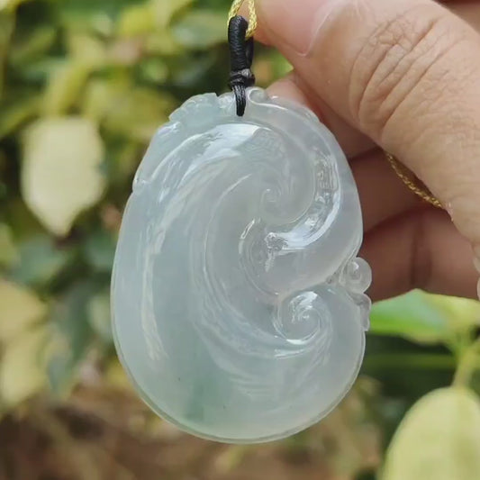 Premium Quality Icy Translucent Ruyi Pendant Natural Type A Jadeite Jade certificate weighs 25.87 grams, measurement 48.2 * 35.3 * 7.2 mm (pendant391)