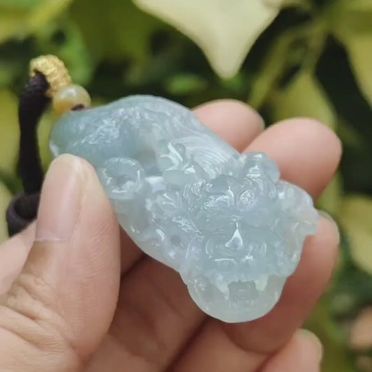 Newly Listed Crafted as Dragon Pendant on Natural Type A Jadeite Jade certificate weighs 28.25 grams, measurement 48.9 * 26.6 * 13.8 mm (pendant382)