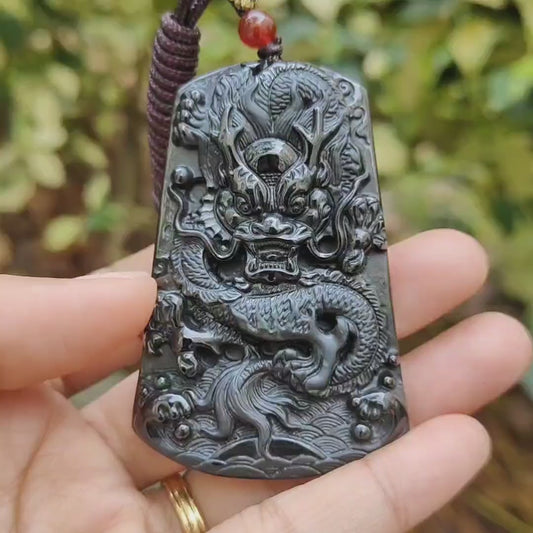 New Arrival Normal Black Dragon Natural Type A Jadeite Jade as pendant certificate weighs 28.6 grams, measurement 65 * 43 * 8 mm (pendant356)